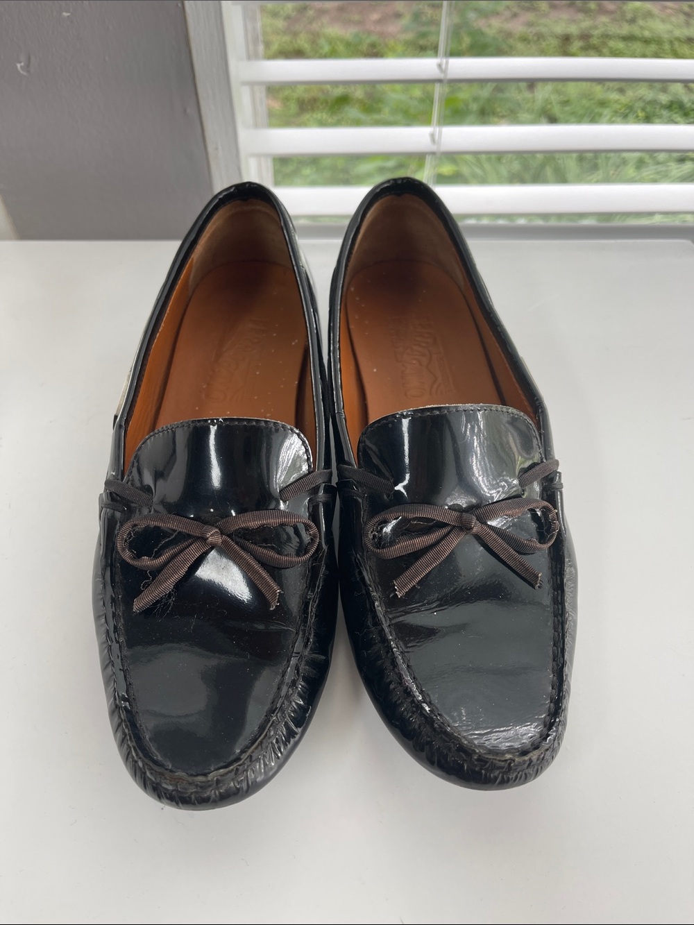Salvatore Ferragamo patent leather moccasin loafer